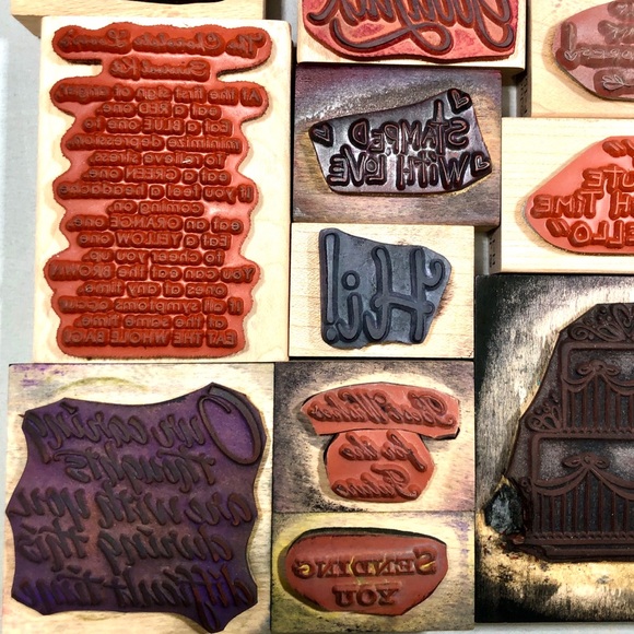 32 SENTIMENT WOODBLOCK RUBBER STAMPS - Picture 10 of 11